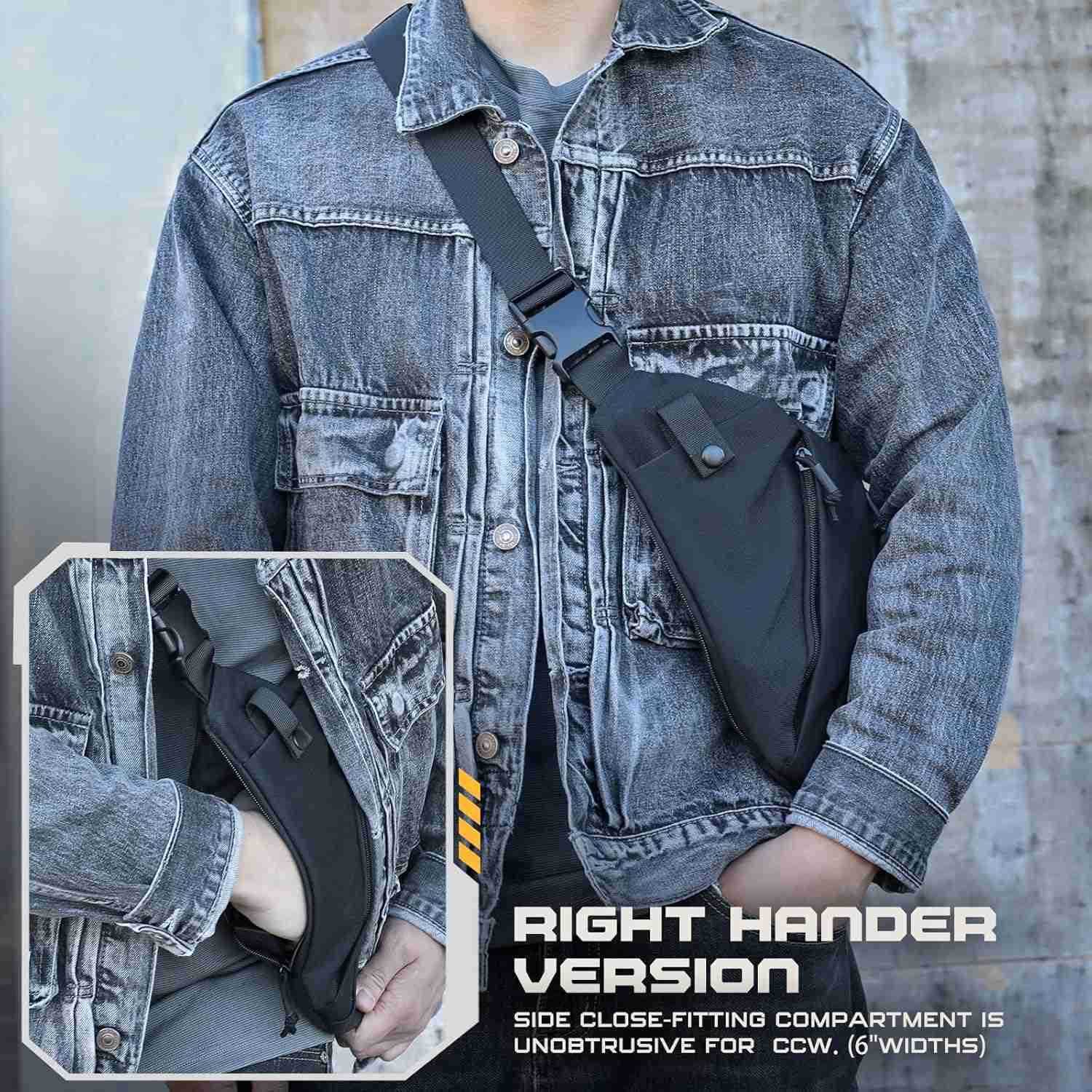 Tactical Crossbody Sling BagConcealed Carry Bag for Men WomenAnti Theft Crossbody Bags CCW Bags EDC CarryW250911