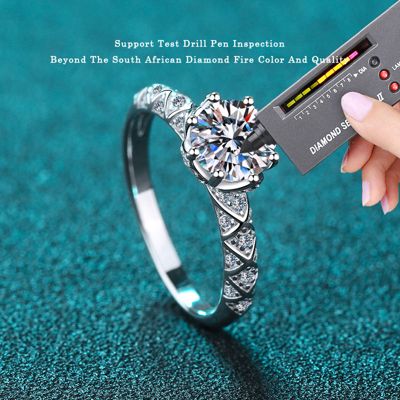 MT GRA 1-2 CT Moissanite Ring for Women 925 Sterling Silver Engagement Wedding Ring High-quality Factory Wholesale with Gra Certificate