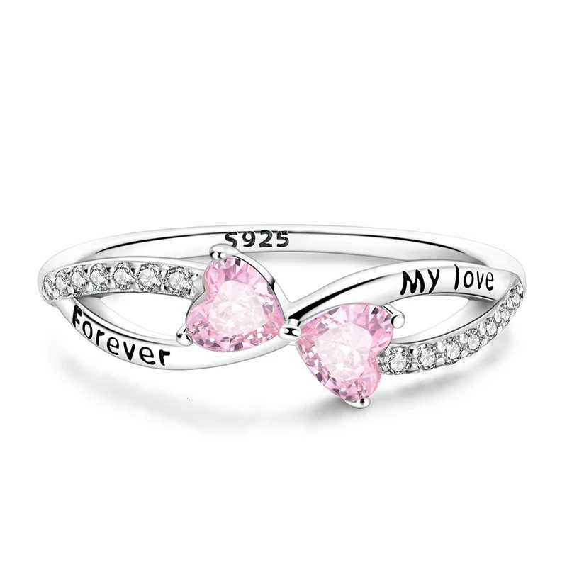 925 Sterling Silver Women Rings Forever My Love Pink Zirconium Ring Wedding Rings for Engagement Jewelry Anniversary Gift W250911