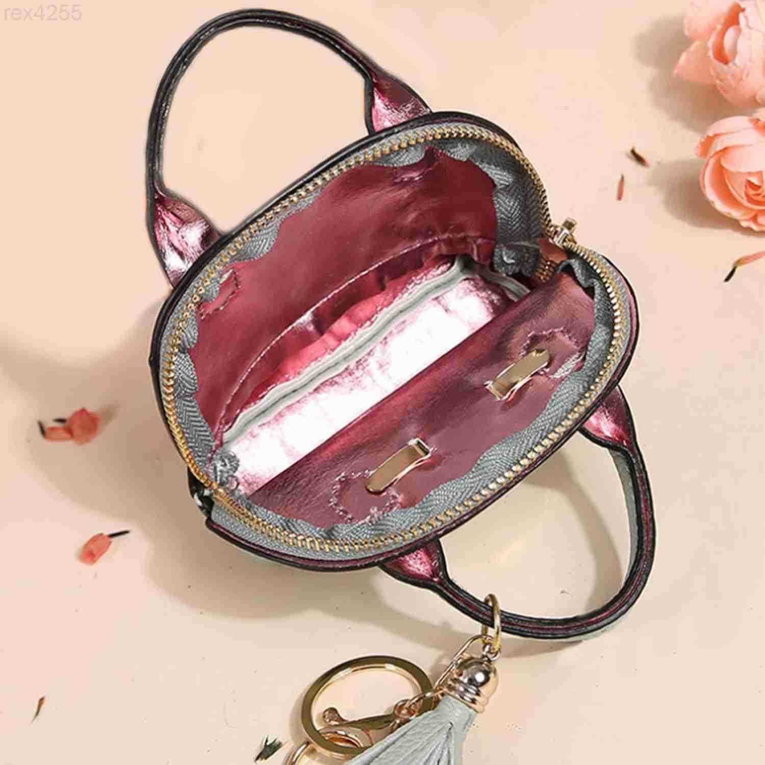 Mini Tote Bag Keychain Coin Purse Pu Leather Key Chain Small Change Purse for Women Keychain Pouch Mini Makeup Bag Cute Zipper Coin Purse Small Wallet