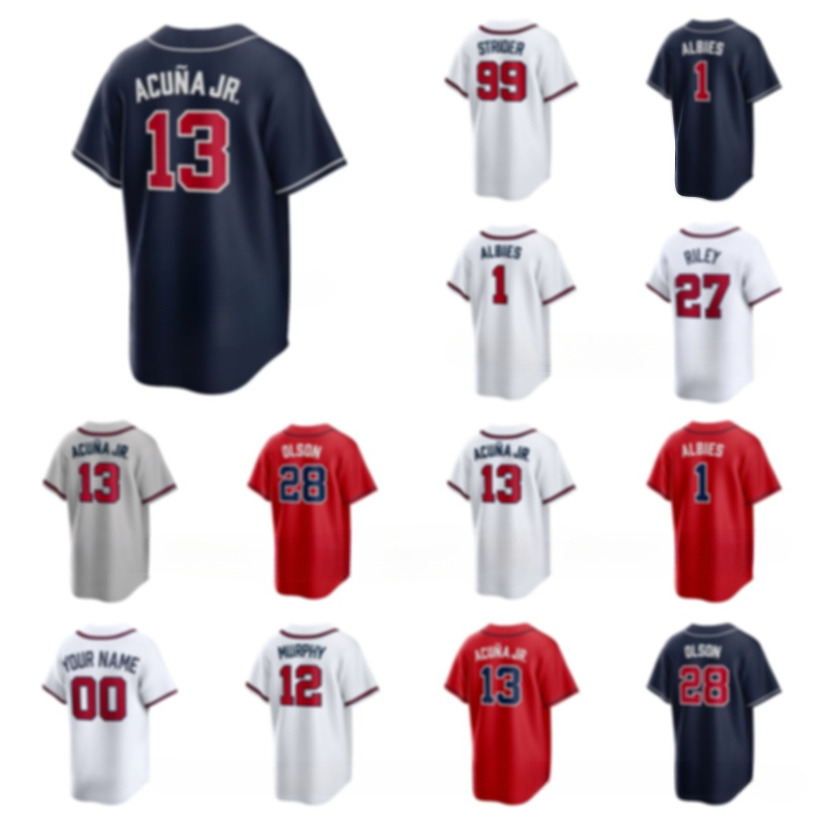Atlanta''Braves''Ronald Acuna Jr. Austin Riley Matt Olson Ozzie Albies Home Limited Player Men Women Youth Custom Baseball Jerseys