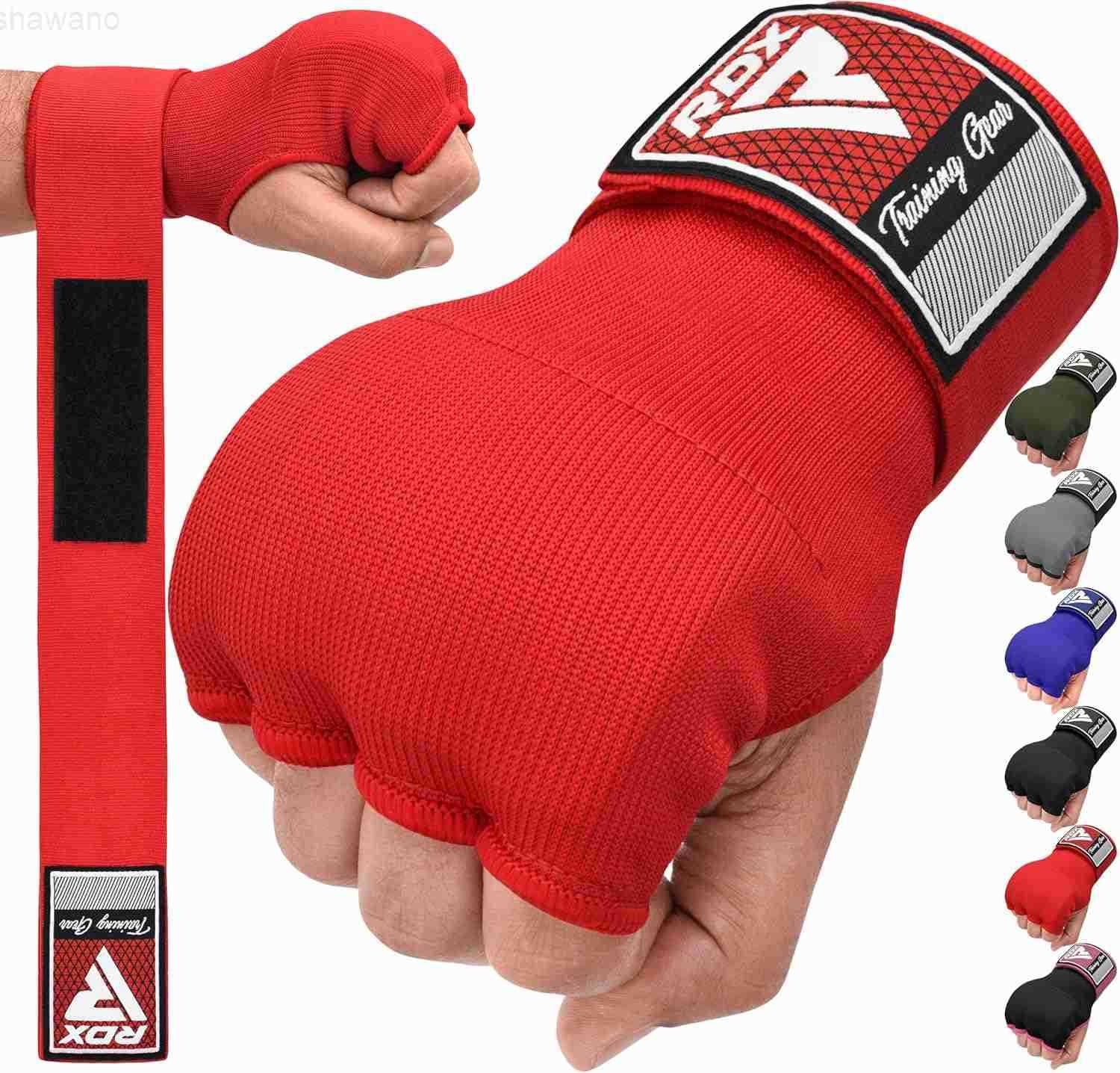 Gel Boxing Hand Wraps Inner Gloves Men Women Quick 100cm Long Wrist Straps Elasticated Padded Fist Under Mitts Protection Muay Thai MMA Kickboxing Mar