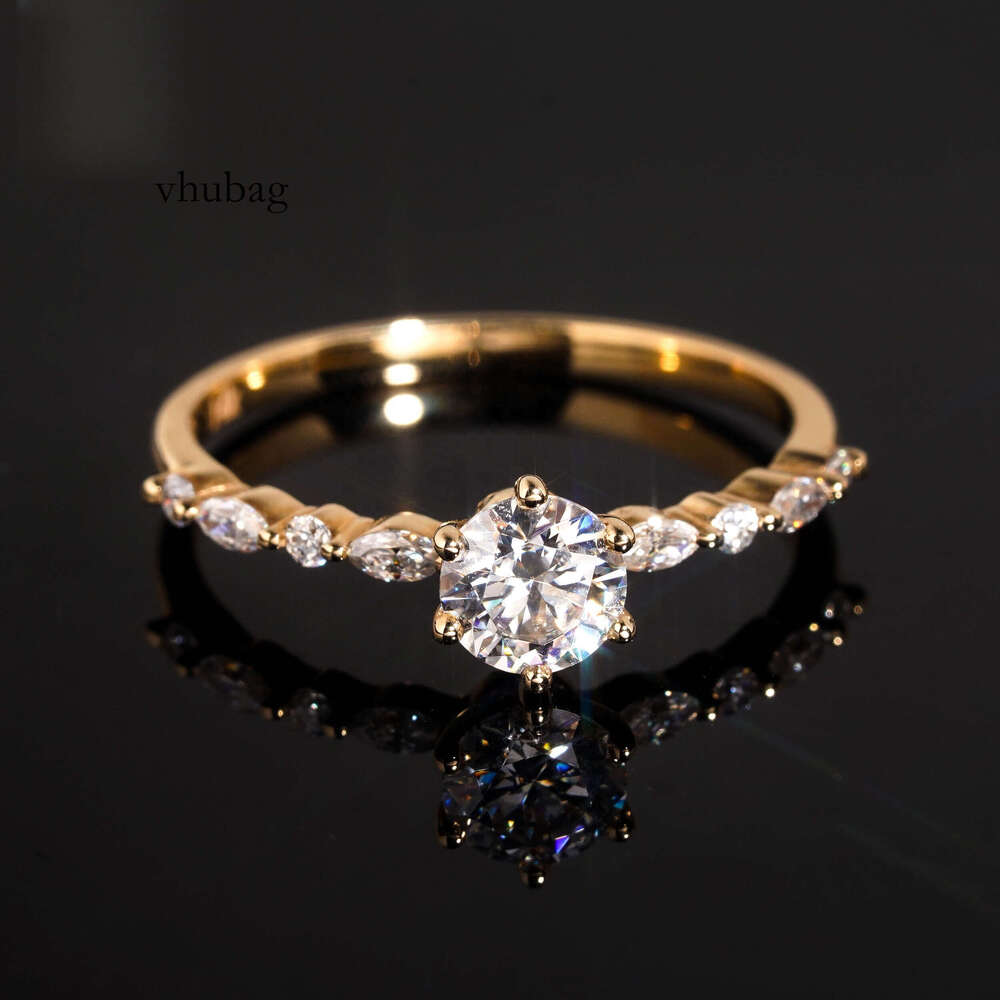 Fine Jewelry 0.54ct 14k Solid Gold Womens GRA Certified Engagement Moissanite Dia Wedding Rings