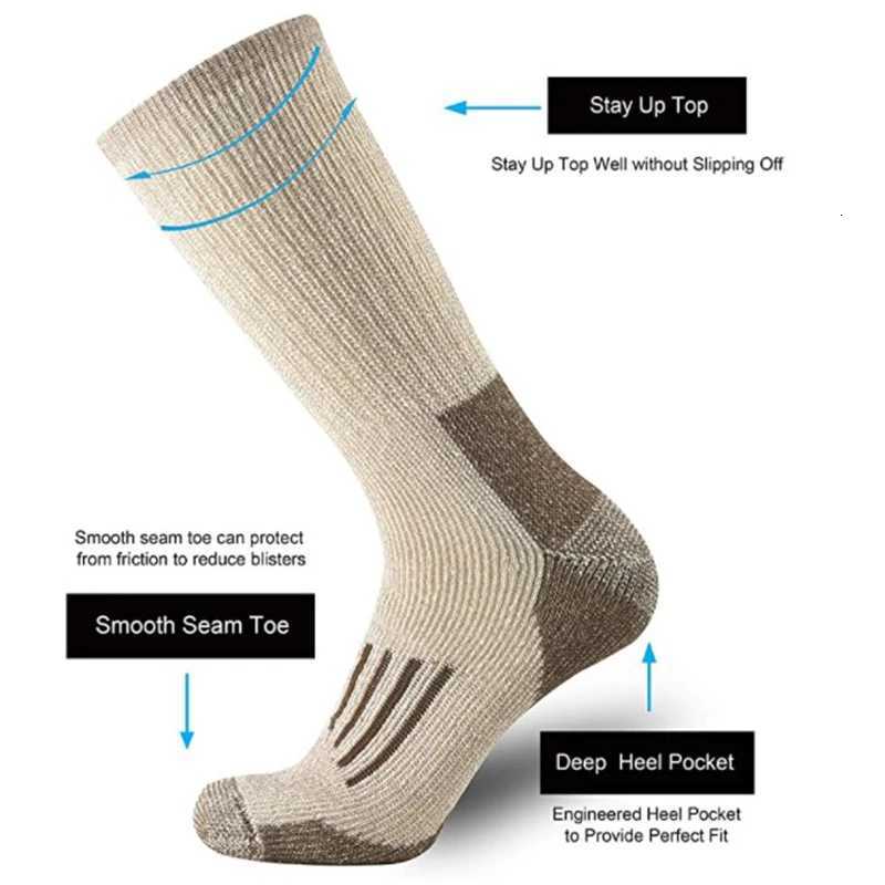 80 Merino Wool Socks For Men Women Thicken Warm Hiking Cushion Crew Socks Merino Wool Sports Socks Moisture Wicking Euro Size D250911