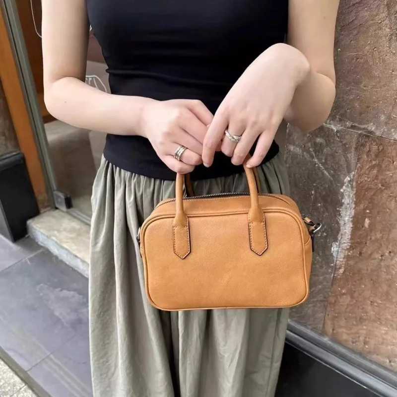 Leather Casual Crossbody Bag Single Shoulder Handbag Bowling Bag Womens Soft W250911