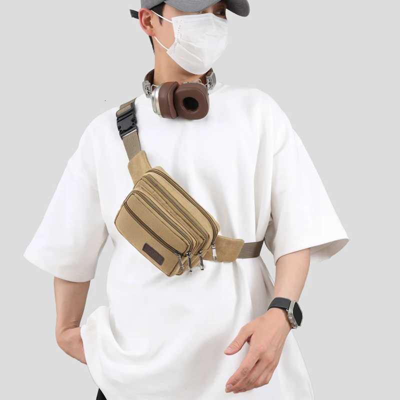 Canvas Waist Bag Outdoor Sports Multifunctional Mens Waist Bag High Quality Durable Large Capacity Portable Mobile Phone Bag Z250911