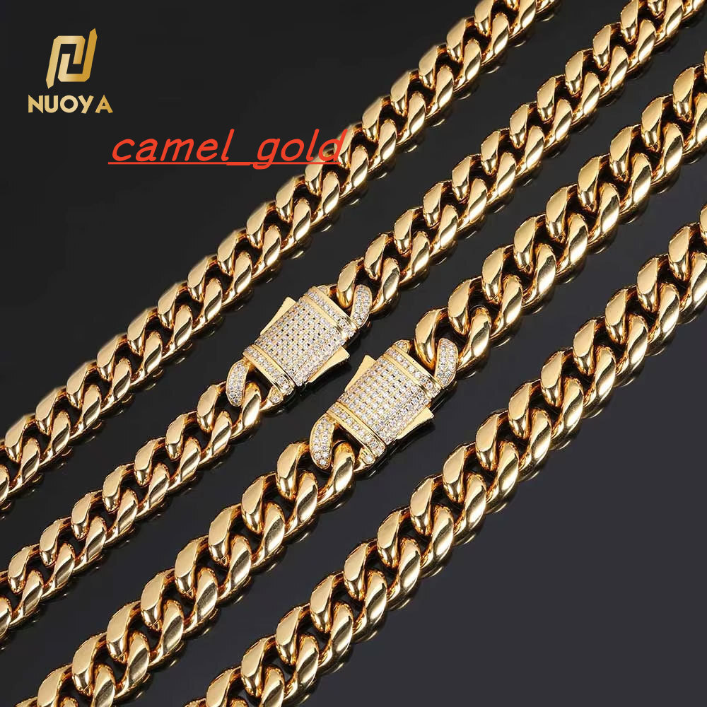 NUOYA 12MM Mens Fashion Hip Hop High Polish Gold Silver Stainless Steel Necklace Chunky Cuban Chain Fine Jewelry