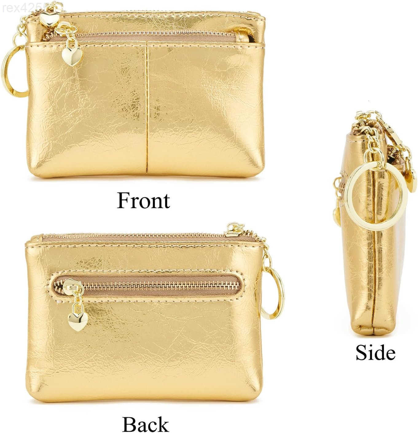 Women Genuine Leather Zip Mini Coin Purse With Key Ring Triple Zipper Card Holder WalletW250911