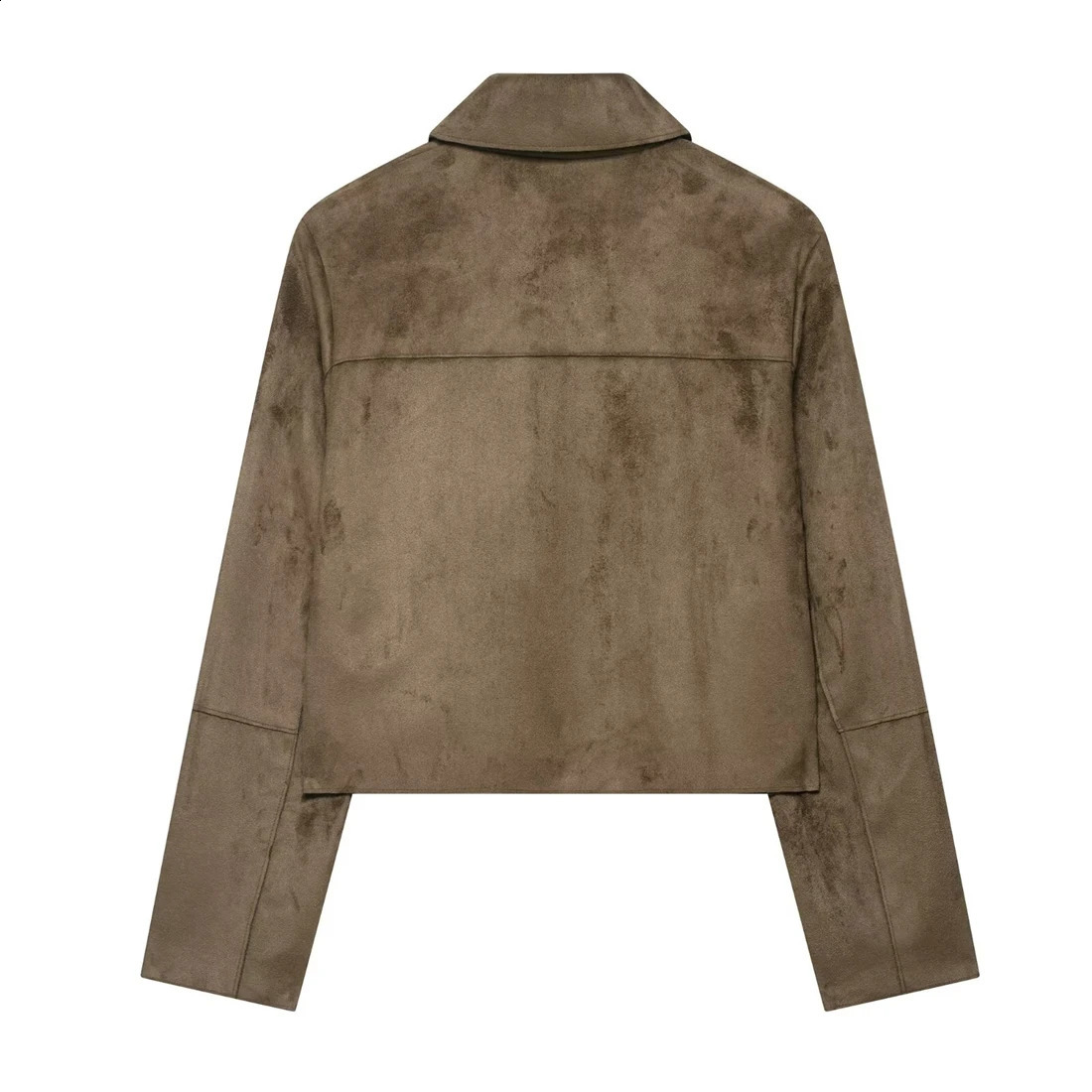 Womens Coat Autumn Style Fashion Solid Color Suede Effect Short Jacket 250911