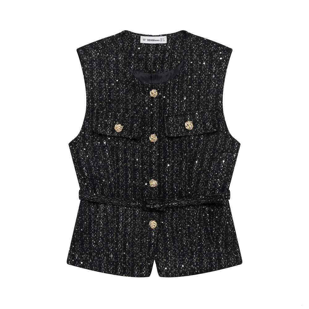DHEssentials Summer New French Style Fashion Elegant Versatile Belt Textured Vest
