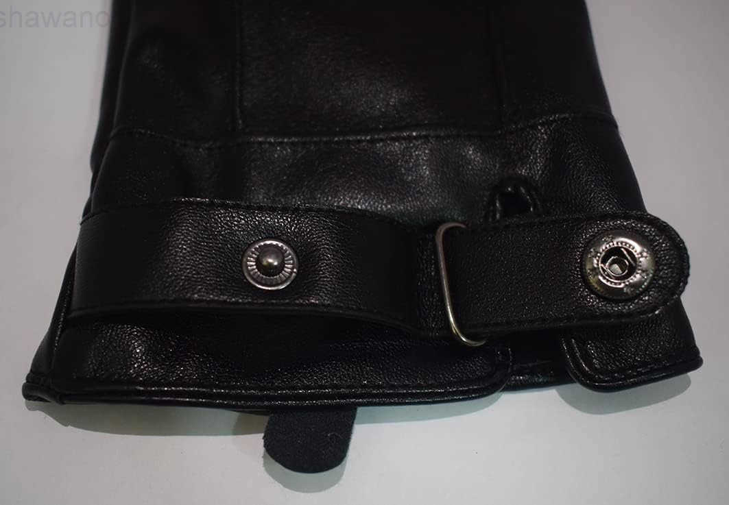 Mens Winter Autumn Black Brown Smooth PU Leather Plus Thick Velvet Touch Screen GlovesW250911