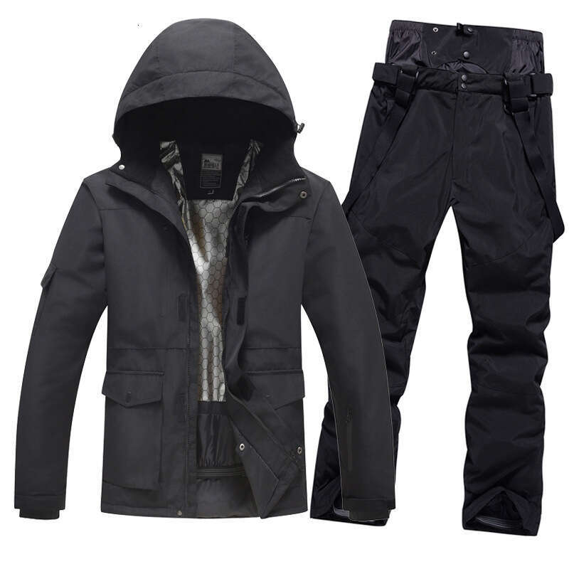 Outdoor Windproof Waterproof Plus Cotton Thick Warm Single Double Board Men And Women Ski Suit Set