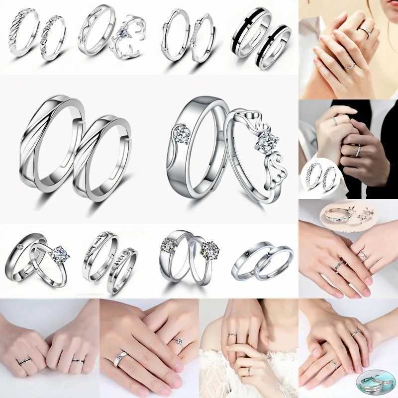 Highquality Couple Wedding Ring for Woman Men 2Pcs Love Heart Zircon Adjustable Rings Fashion Stainless Steel Engaged Jewelry W250911