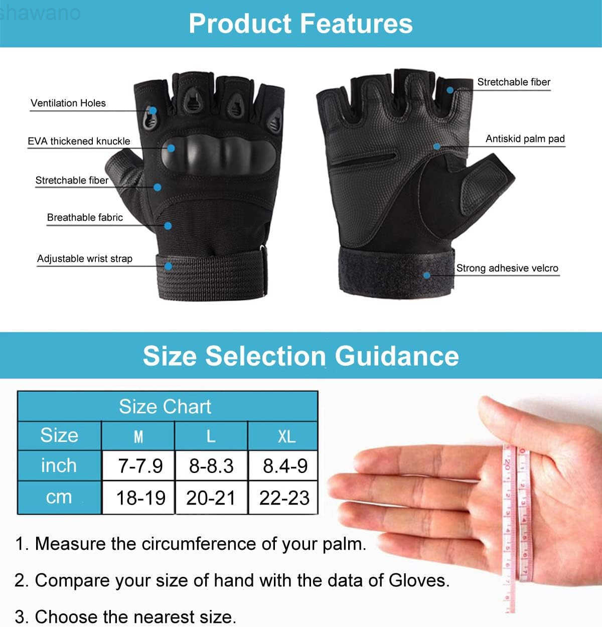 Outdoor Mens Knuckle Protection Workout Training Fingerless GlovesW250911