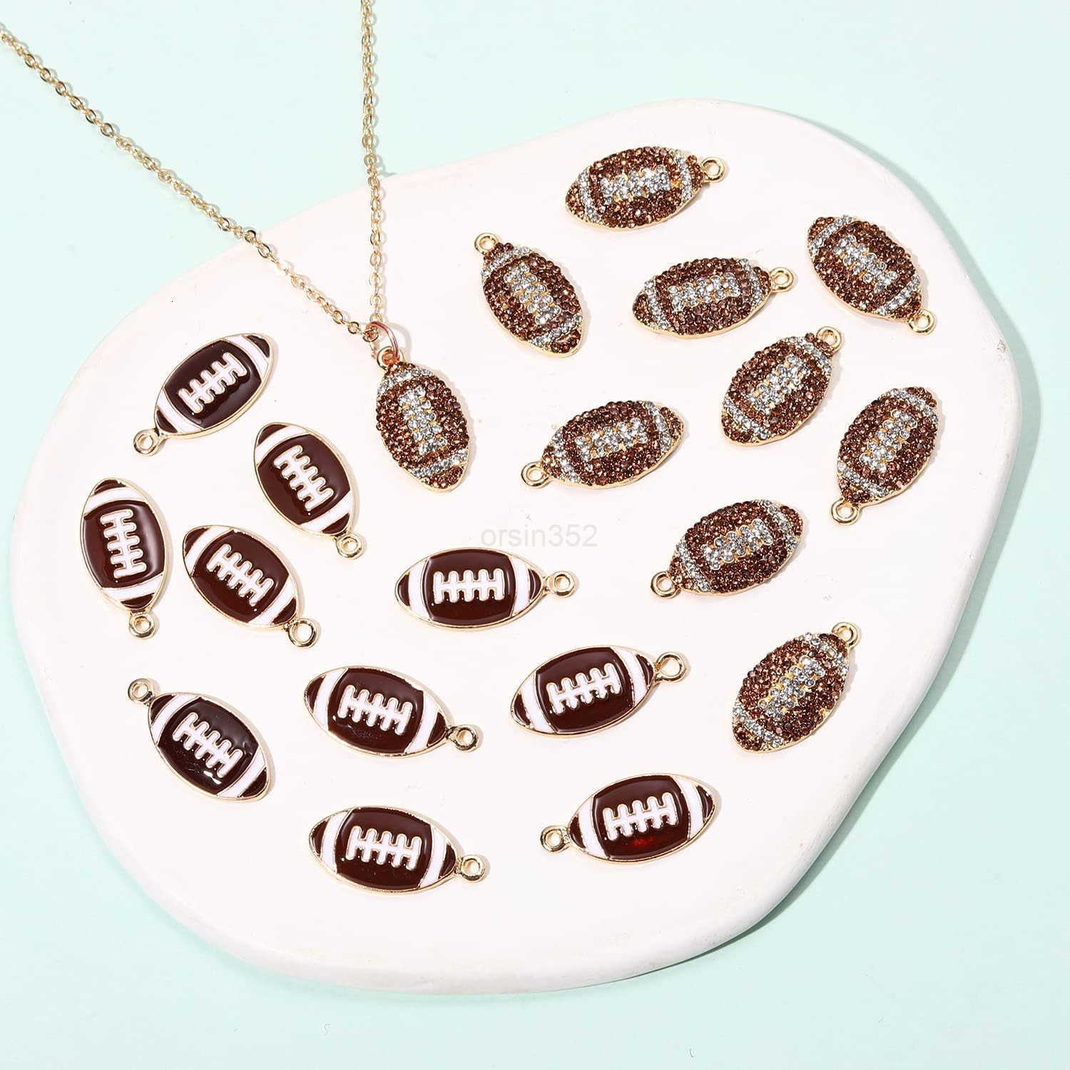 20PCS Sports Charms Enamel Basketball Baseball Pendant Charms for Jewelry Making Rhinestone Ball Game Softball Charms for Necklace Earrings DIY Crafts