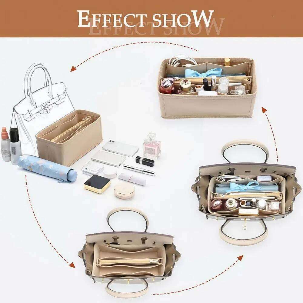 Multi-Pocket Organizer Accessories for Birkin25/30/35 Inner Storage Felt Handbag Insert Liner Bag