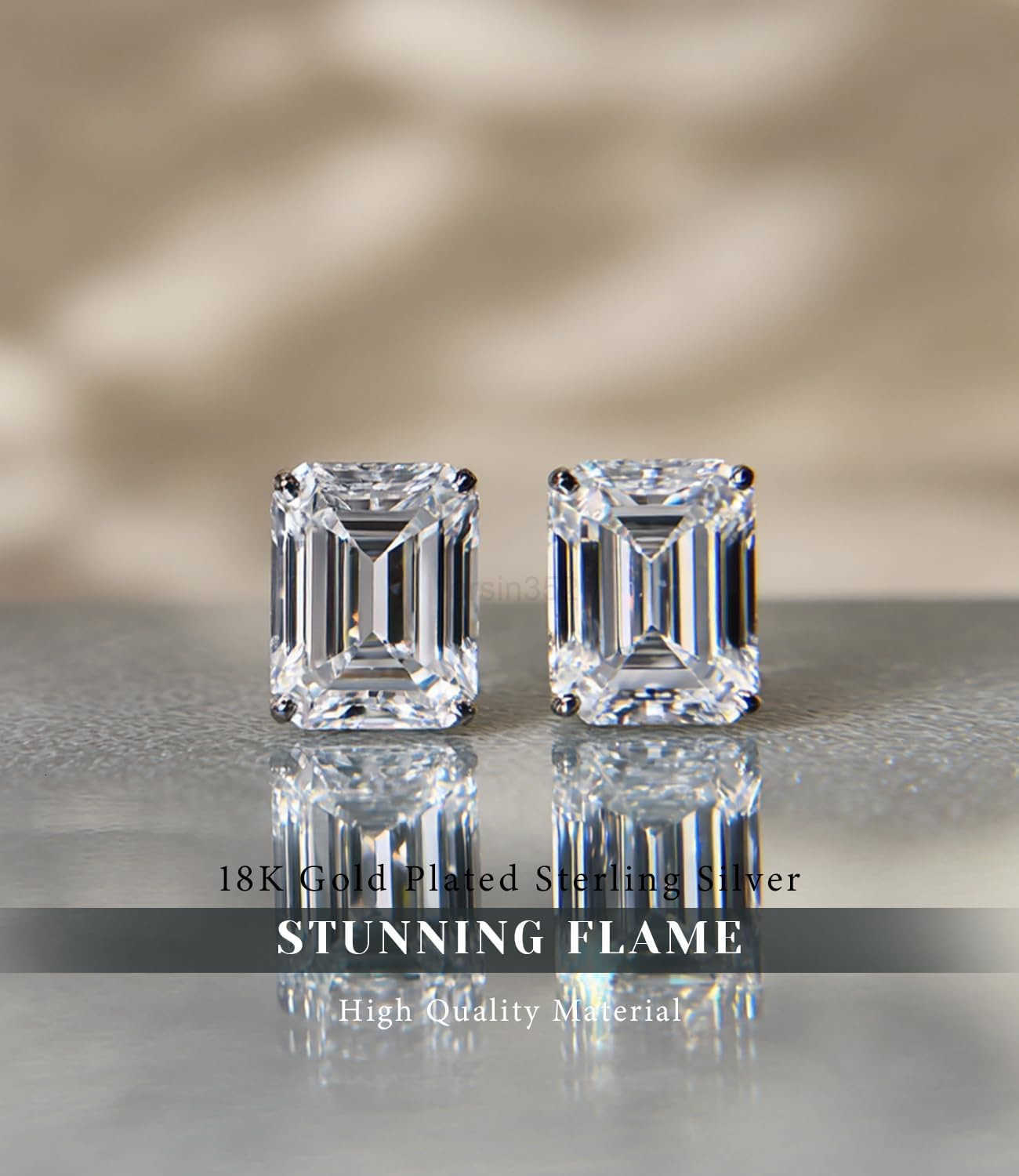 TrillioncutCushioncutEmeraldcutMarquisecut 18K White Gold Plated Sterling Silver Cubic Zirconia Simulated Diamond Stud Earrings for WomenW250911