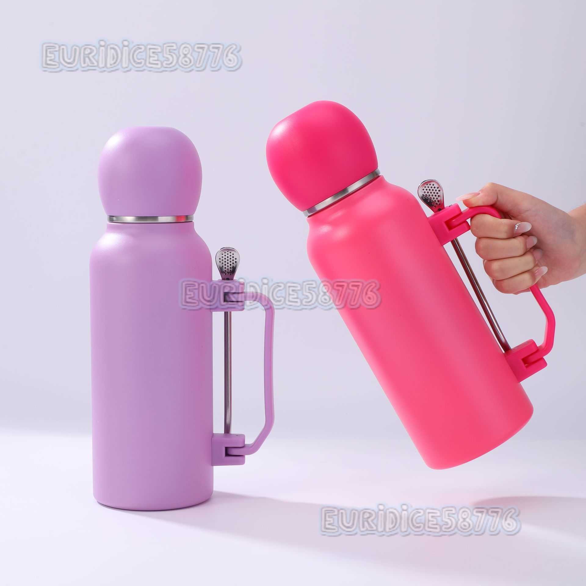 Simple Portable 304 Stainless Steel Insulated Cup with Spoon Large Capacity with Handle Outdoor Hiking Sports Water Bottle H250911