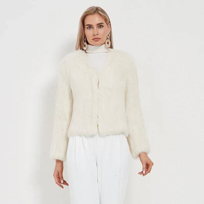 Aorice Women Real Rabbit Fur Coat Jacket New Female Knitted Casual Coats Jackets Parka CT125
