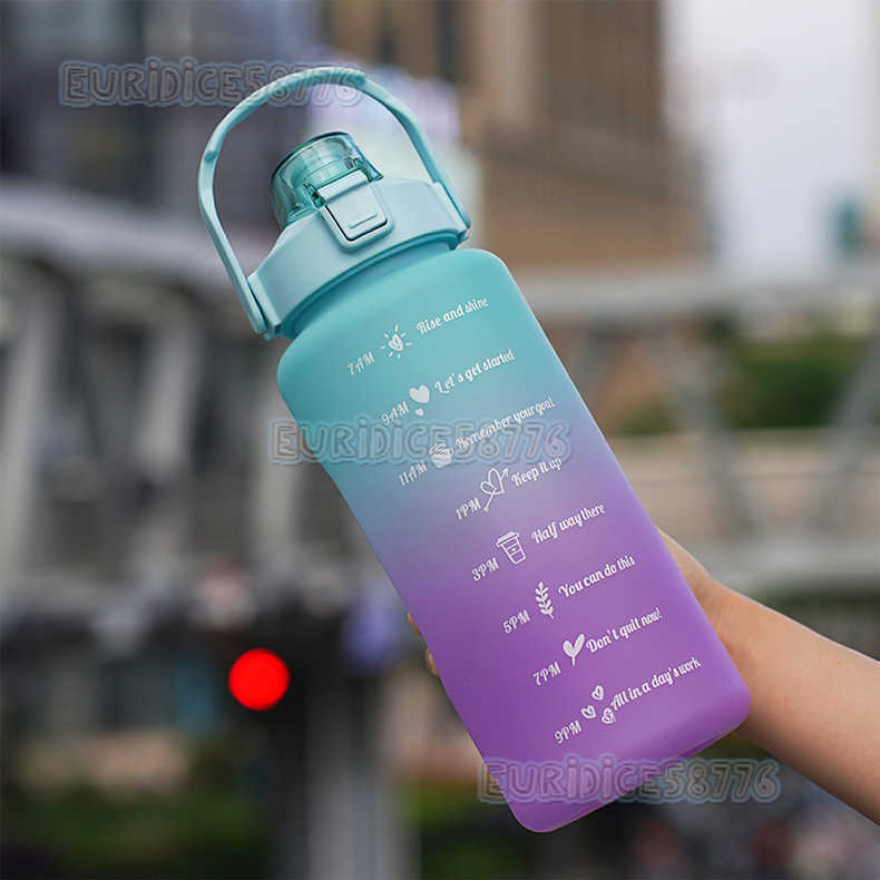 Gradient Water Cup Straw Cup Frosted Cup Large Capacity Kettle Outdoor Sports Water Cup Portable Straw Plastic Cup H250911