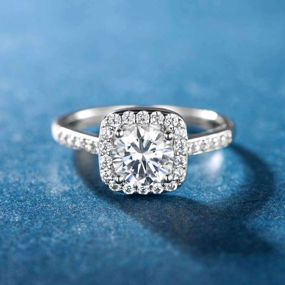 White Gold Plated Cubic Zirconia Halo Engagement Promise Eternity Ring for Women