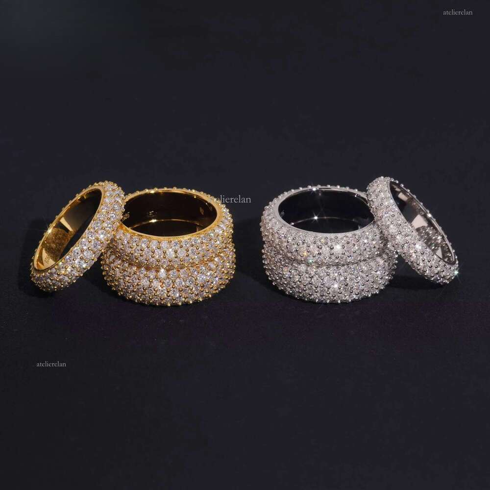 Fully Iced Out 3 to 5 Rows Rings Men Women Hip Hop Jewelry Custom Moissanite Ring Engagement Wedding Daily Wear