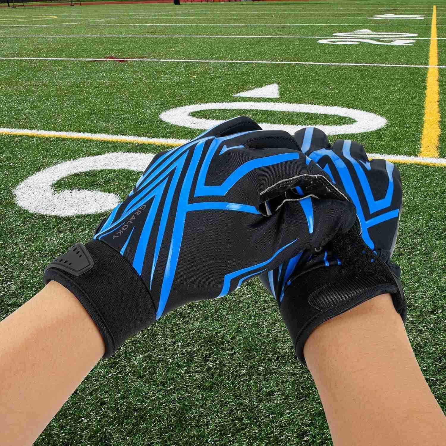 Football Gloves Men Women Boys Youth Football Gloves Ultra Sticky Silicone Palm Tacky Grip Gloves Youth Adult Enhanced Performance Receiver GloveW2509