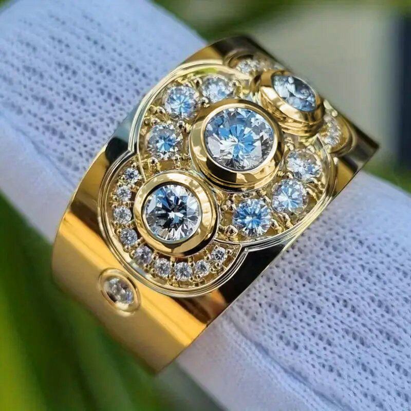 2025 Choucong Handmade Wedding Rings Vintage Jewelry 18k Gold Fill Round Cut 5A Cubic Zircon CZ Diamond Gemstones Party Women Court Women Engagement B