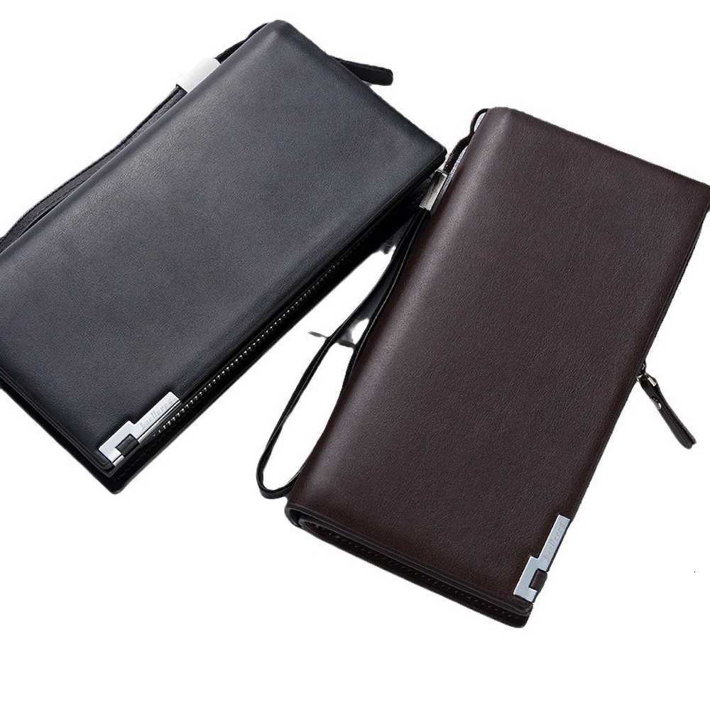 Executive PU Leather Long Wallet Large Capacity Zipper Closure with Passport Slot RFID Protection W250911