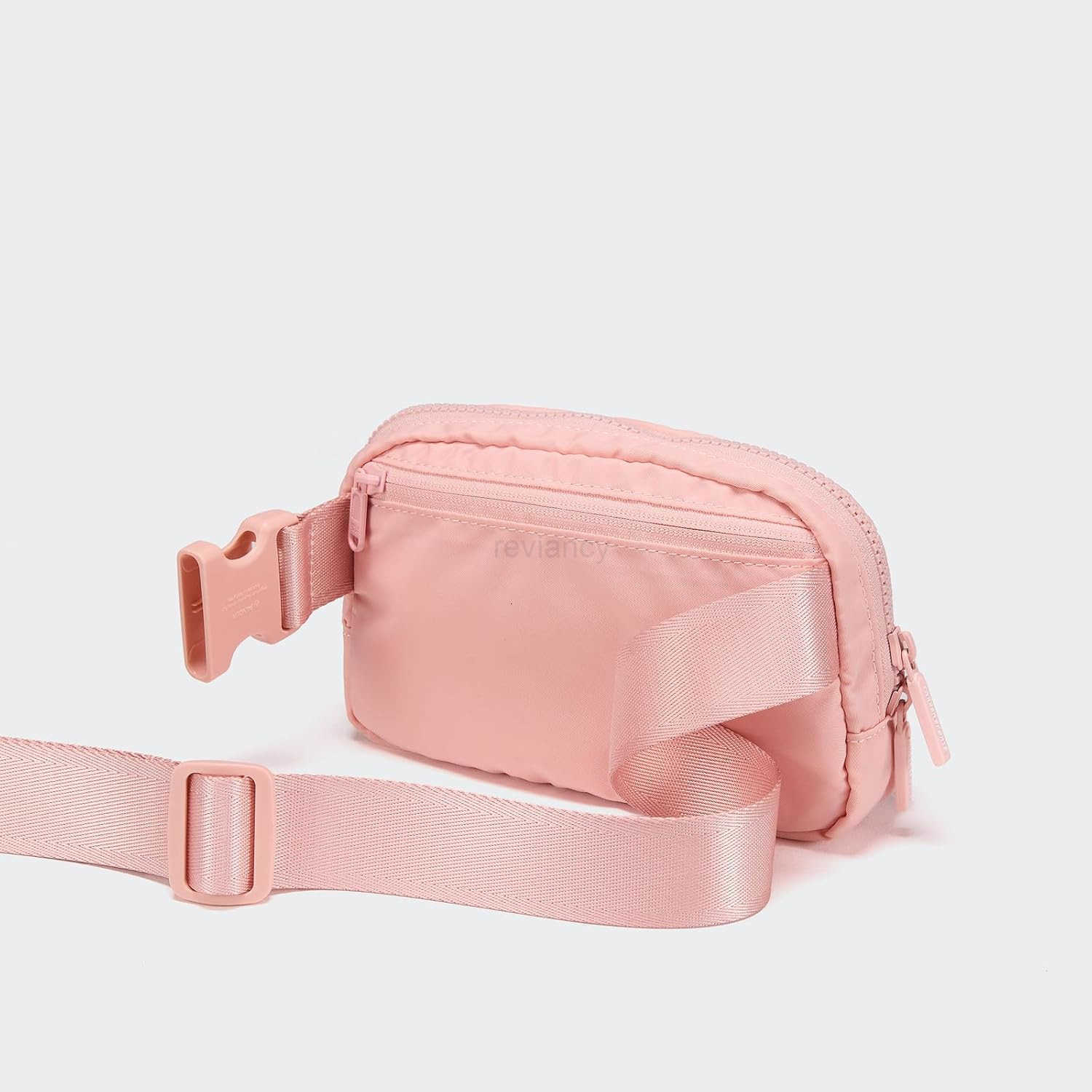 Two Way Zipper Fanny Pack Nylon Everywhere Belt Bag for Women Water Repellent Waist Packs Crossbody Bags with Adjustable Strap Mono PinkW250911