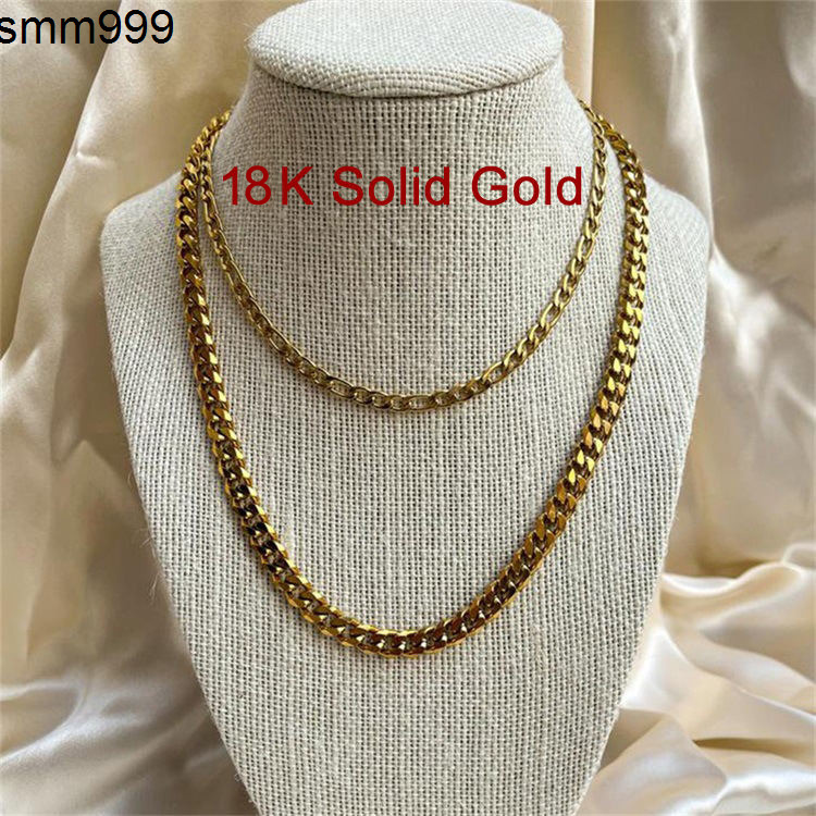 GC04 Hiphop Cuban Link Chain Necklace Cadenas De Oro 18k Au750 Pure Chain 18k Japan Gold Jewelry 18k Real Solid Gold Chain