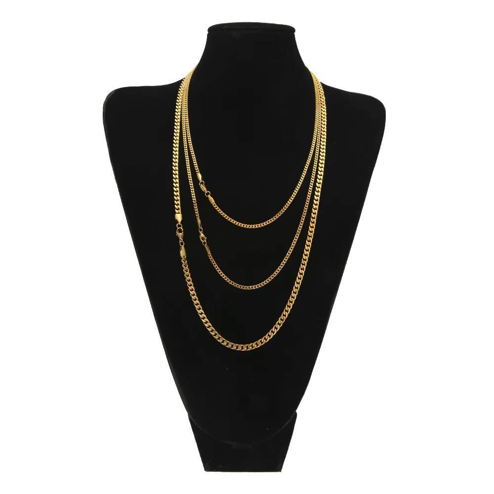 High Quality Stainless Steel Cuban Link Chain 22K Gold Plated Miami Chain Rappers Man Women Necklace