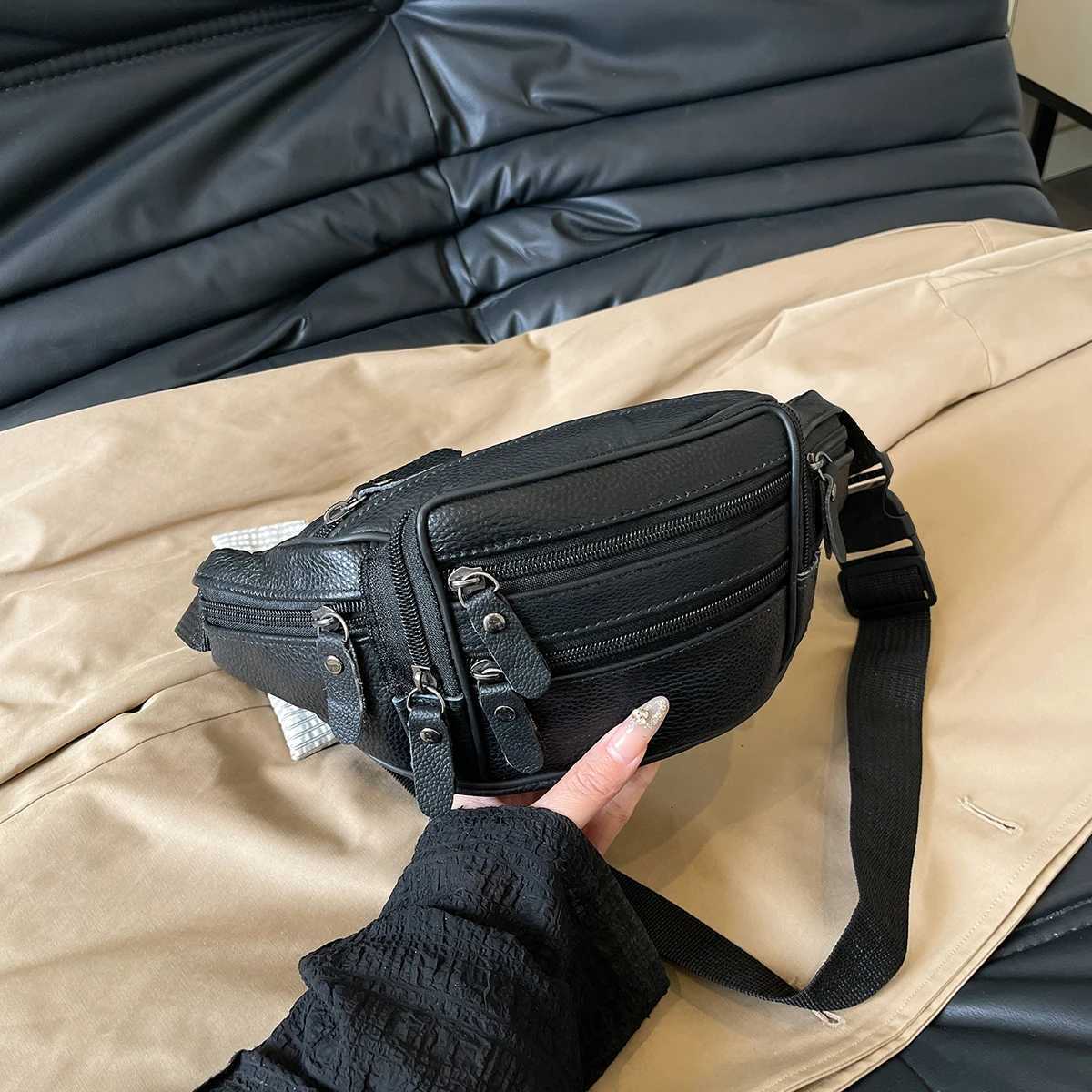 Leather Waist Bag Casual Small Square Hip Packs Crossbody Multifunction Outdoor Phone Pouch Belt Bag Fanny Pack Shoulder Bags Z250911