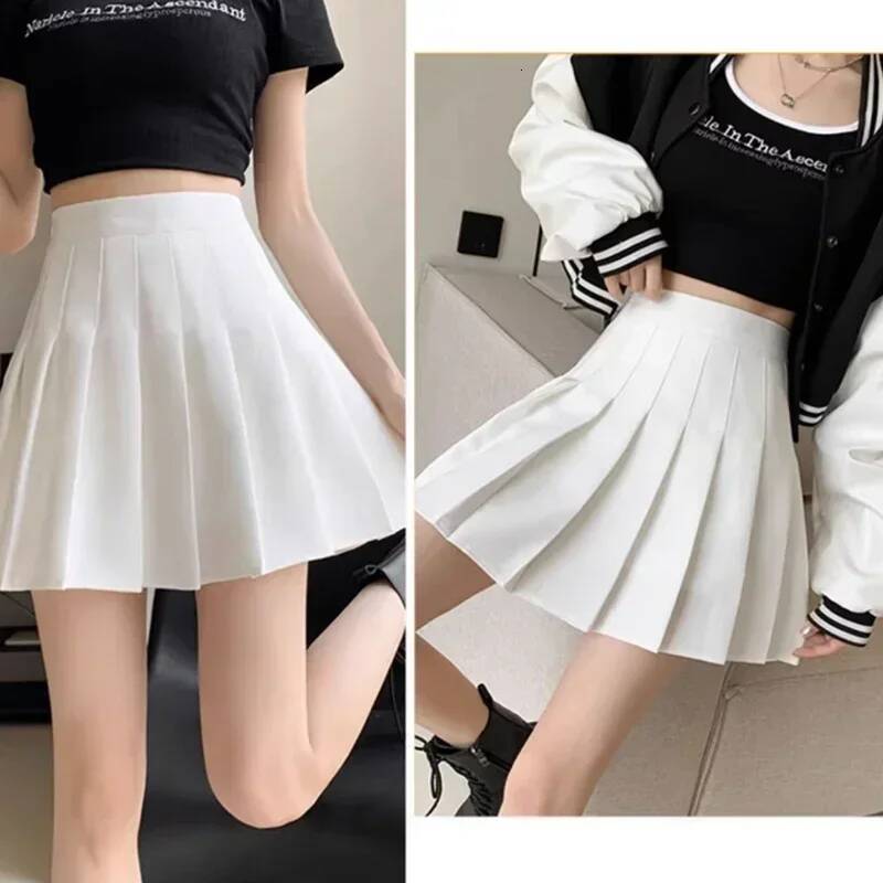 Spring Summer Lady Solid Color Slim Fit Mini Female Comfortable Elastic Zipper Girls High Waisted JK A-line Skirts dongdumaoyi