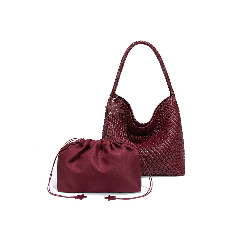 High-end Niche Design Handwoven Large Capacity Tote Casual Lazy Style Shoulder Hanging Commuter Bag