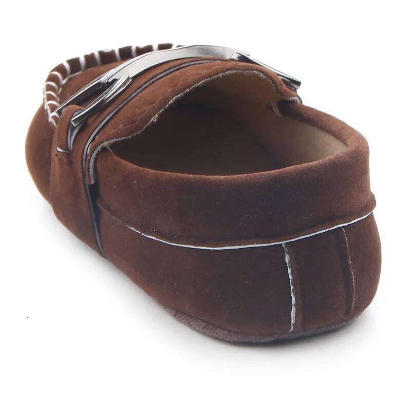 Toddler First Walkers Infant Newborn Anti-slip Iron Buckle Frosted Leather Peas Shoes for Baby Boy Rubber Sole Moccasins