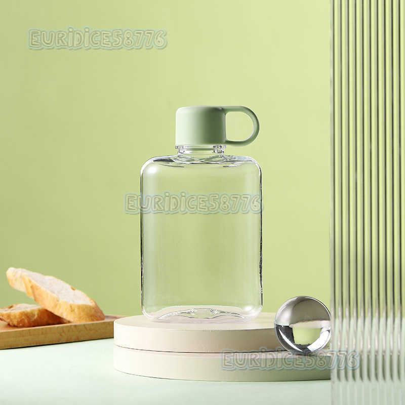 Fresh Style Portable Flat Bottle Plastic Cup Outdoor Summer Portable Large Capacity Antidrop Transparent Tritan Space Water Bottle H250911