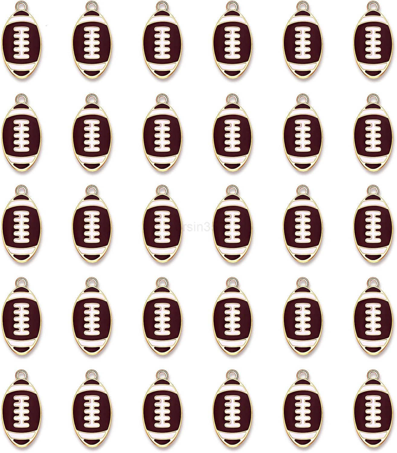 30PCS Football Charms for Jewelry Making Enamel Football Charms for Necklace Earrings Making Red Black White Blue Purple Orange Game Day Football ChaW