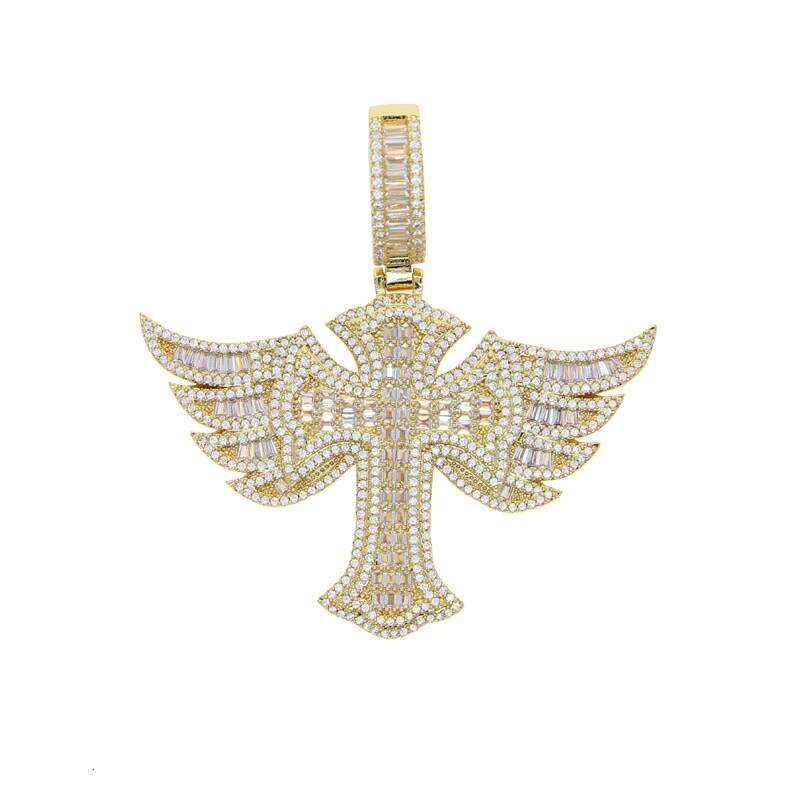 Hip Hop Lced Out CZ Zircon Cross Pendant Necklace Shiny Cross Tennis Link Chains Necklace for Men Jewelry