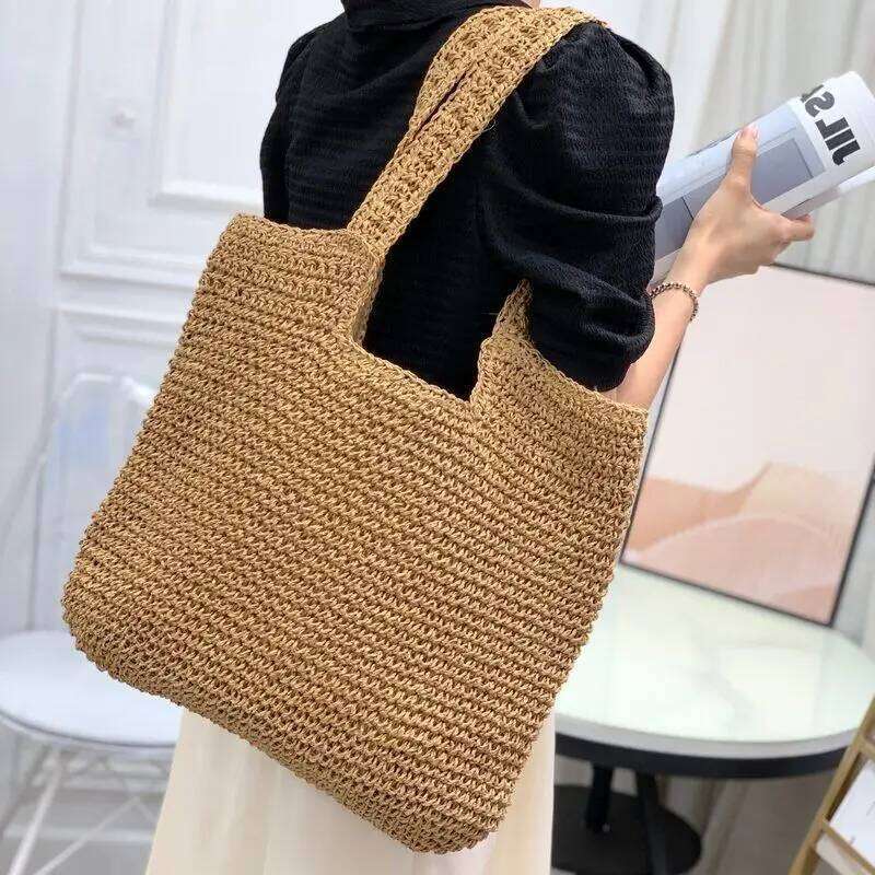 Handwoven Large Capaci St Vest Casual Beach Tote Bag Spring Summer Crossbody Basket Weave Soft Women's Handbag