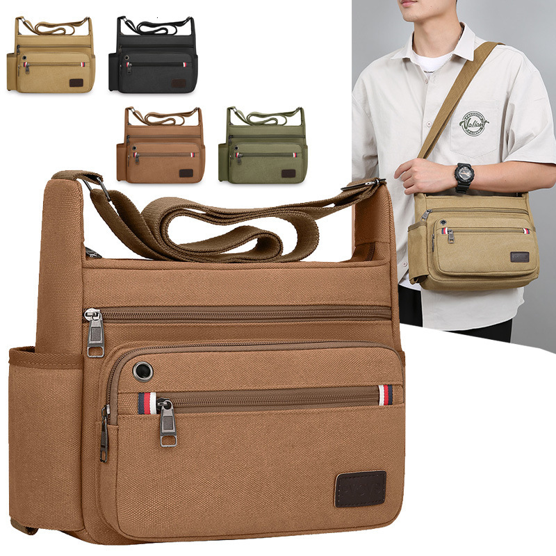 Luxury Bag Multi Layer Canvas Bag Fashion Designer Bag Simple Horizontal Men S Shoulder Bag Large Free Shipping Capacity Portable Storage Commuter Cro