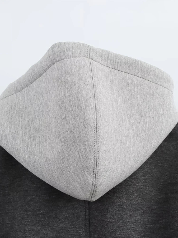 Spring and Autumn Style Detachable Hooded Splicing Temperament Casual Long Sleeve Coat Jacket 250911