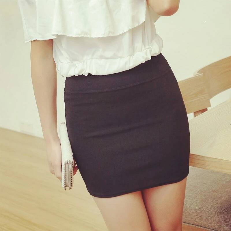 Summer Women Basic Package Hip Mini Elastic Pencil Skirts Office Lady Draped Slim Business Plus Size One Step Skirt dongdumaoyi