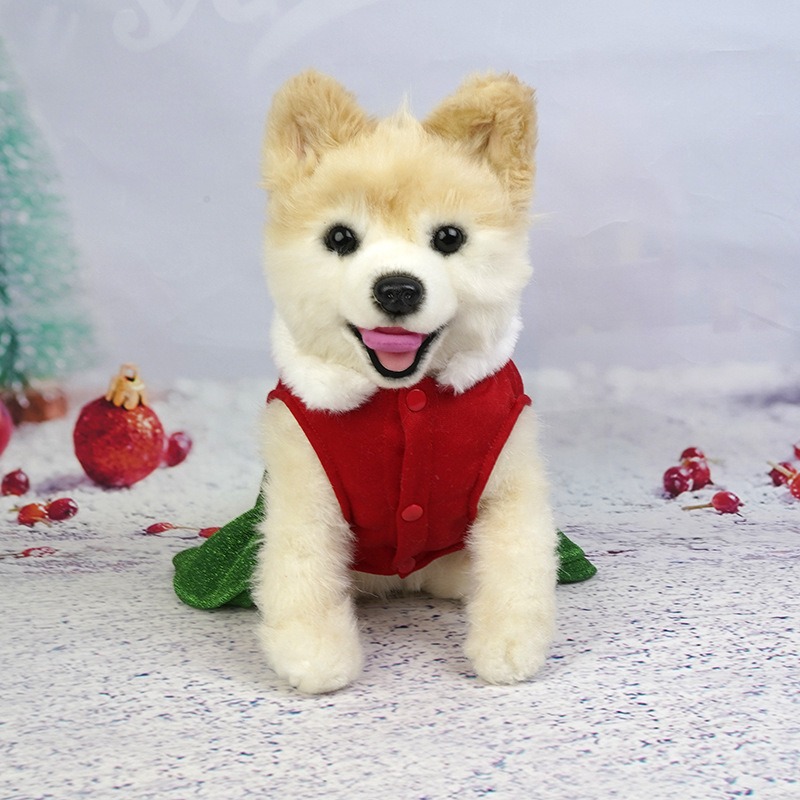 Christmas Dog Dress with Velvet & Glitter Tulle Skirt, Merry Christmas Print & Christmas Tree Decor, 4 Sizes for Dogs 1.5-8kg, Ideal for Christmas Par