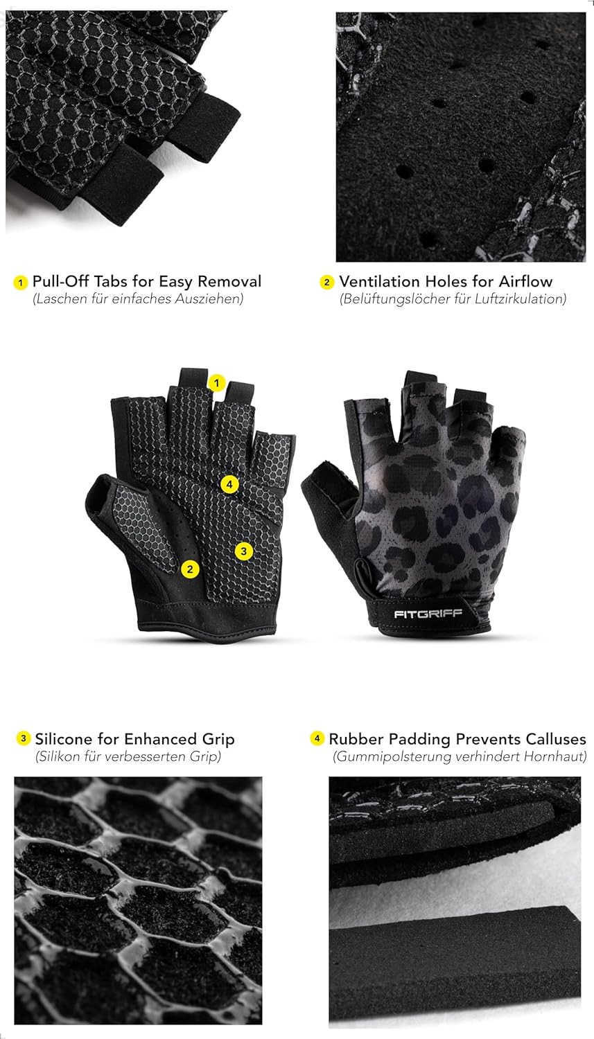 Workout Gloves Padded for Men Women Fingerless Gym Gloves for Weight Lifting Training Full Palm ProtectionW250911