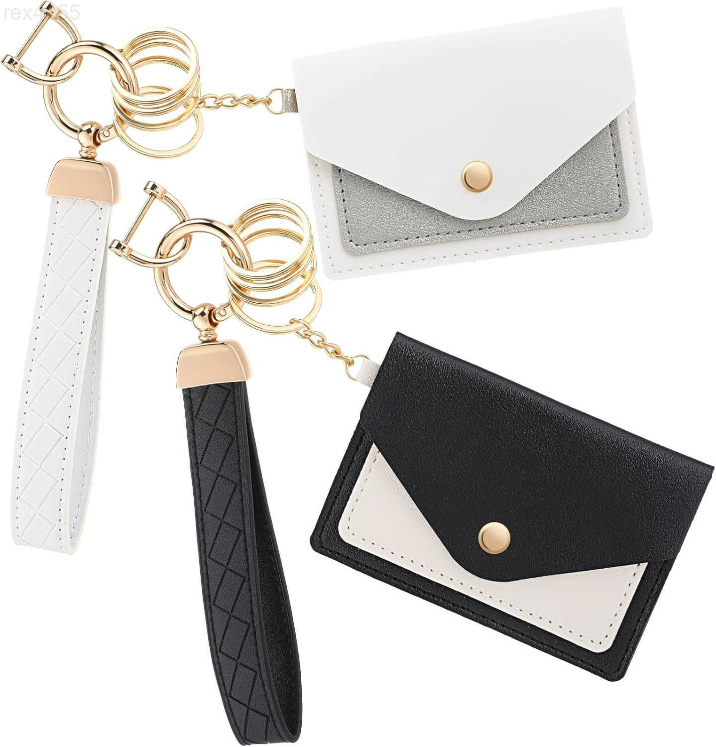 Leather Wristlet KeychainCute Wallet Keychain Car Key Chain Holder with 2 Key Ring Key Fob Wristband for WomenW250911