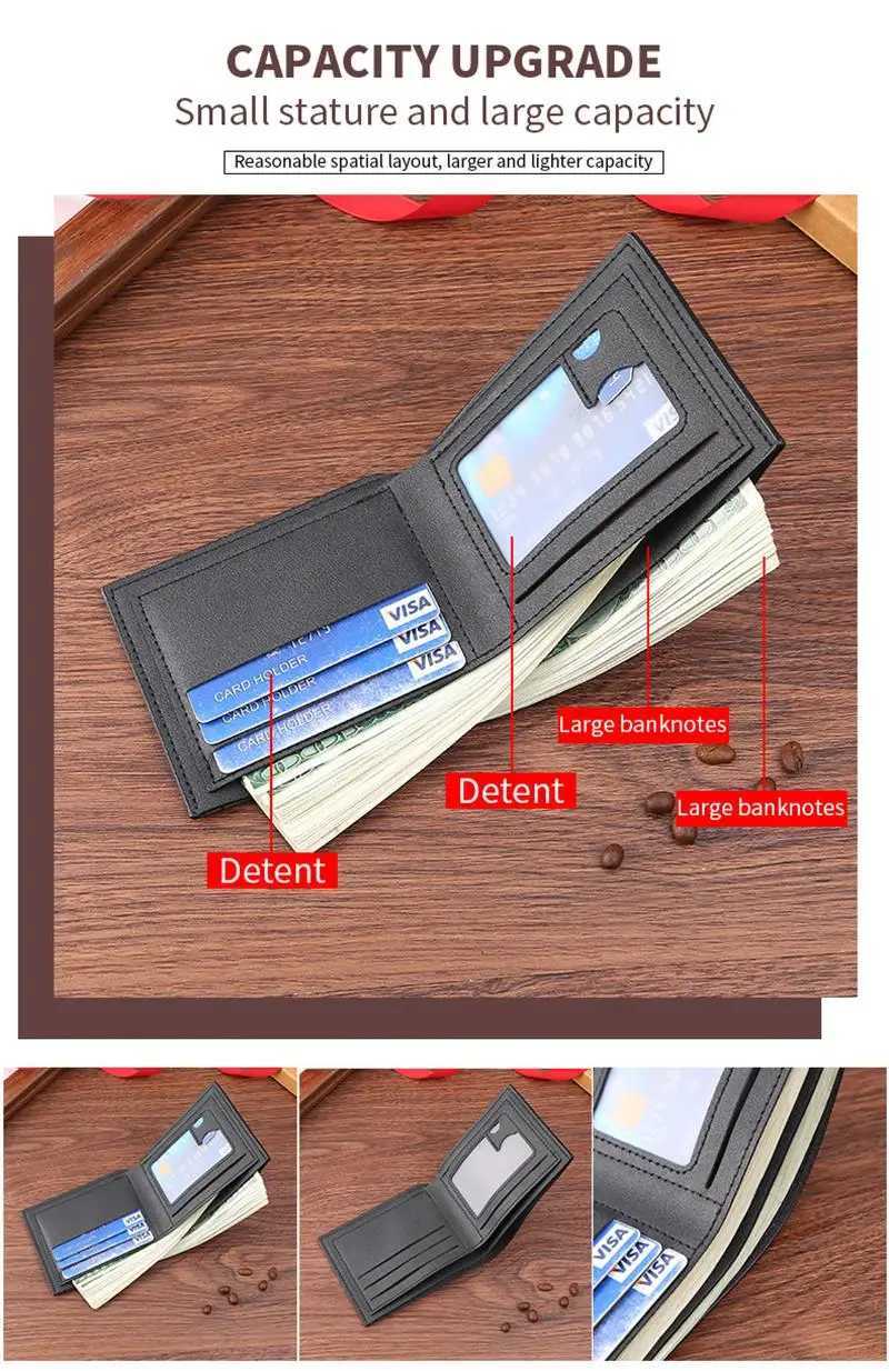 MenS Short Frosted Leather Wallet MultiSlot Coin Pocket Photo Holder Small MenS Wallet High Quality New 2024 W250911