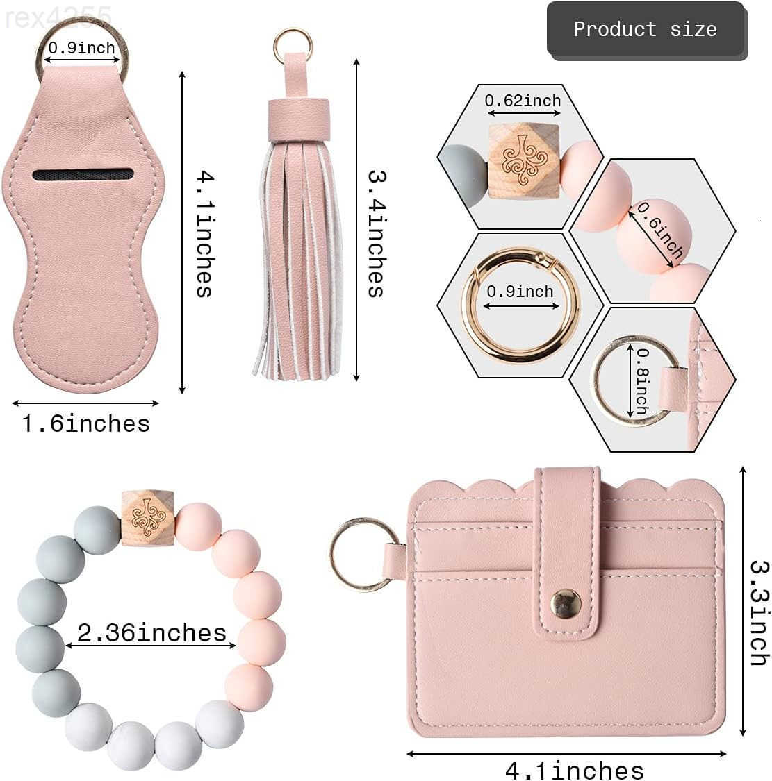 Women Wristlet Bracelet Keychain WalletSilicone Beaded Bangle Keyring TasselW250911