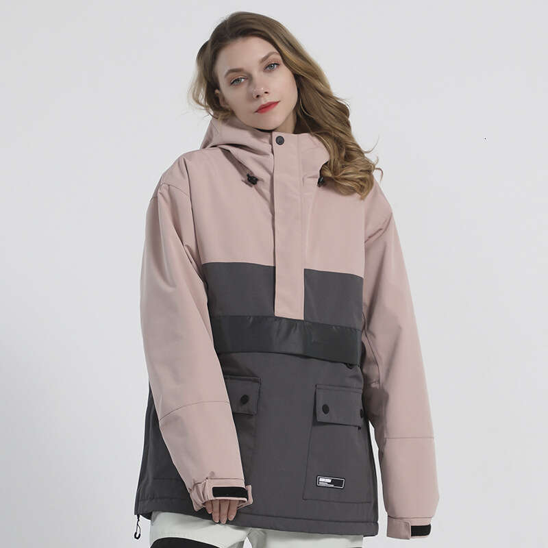 Double-Board Reflective Warm Waterproof Glow-In-The-Dark Ski Hoodie Single-Board Color Matching Snow Suit