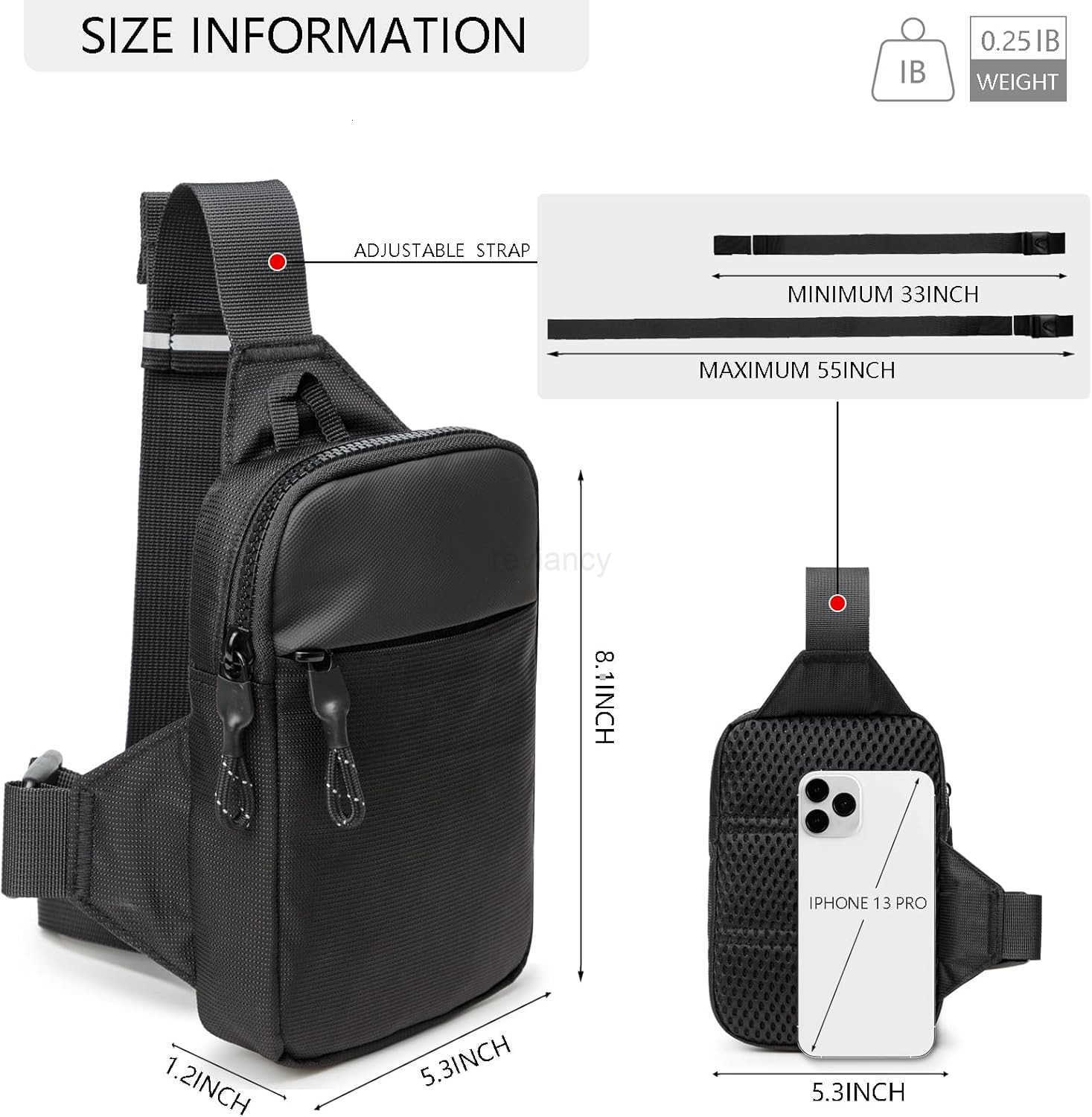 Mini Sling Bag for Men Women Waterproof Utility Crossbody Backpack Chest Bag for Hiking Travel Sports RunningW250910